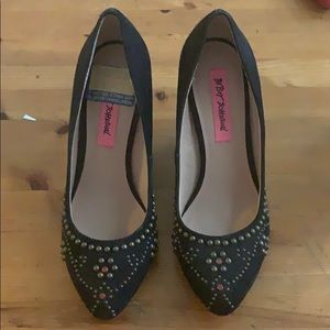 Suede black Betsey Johnson Wedges